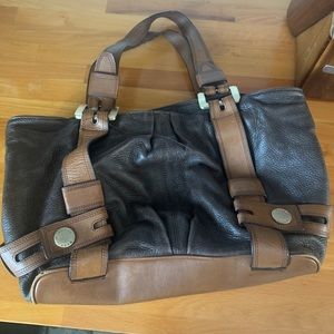 Tan & brown distressed leather Michael Kors bag
